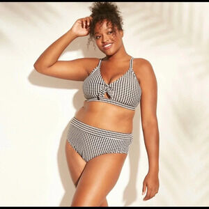 NWOT Xhilaration High-Waist Gingham Seersucker Bikini Bottoms Swimsuit Target